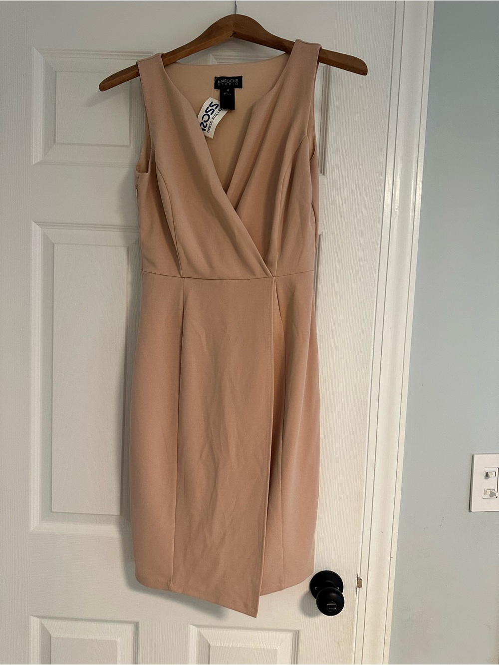 Enfocus Studio Sleeveless Wrap Sheath Dress in Blush, size 4